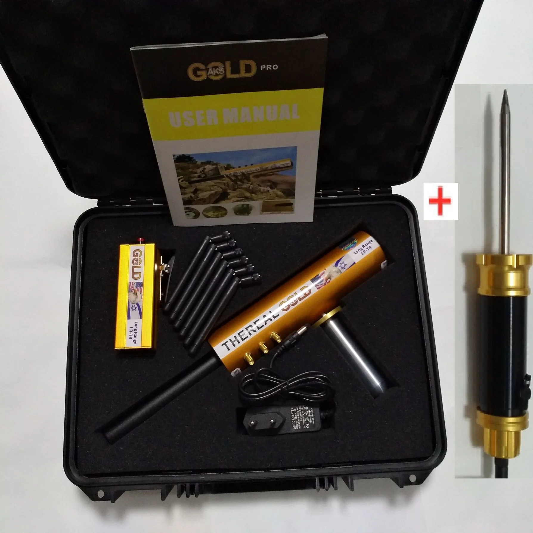 The Real Gold AKS Long Range Gold Detector 6 Antennas W/ Case for Gold Silver US 