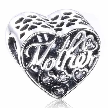 

Authentic 925 Sterling Silver Bead Charm Mother & Son Bond With Crystal Beads Fit Women Pandora Bracelet Bangle Diy Jewelry