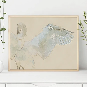 Uccello Poster cigno disegno arte tela pittura fauna selvatica cigno stampe neutro bianco arte della parete immagine per soggiorno decorazioni per la casa