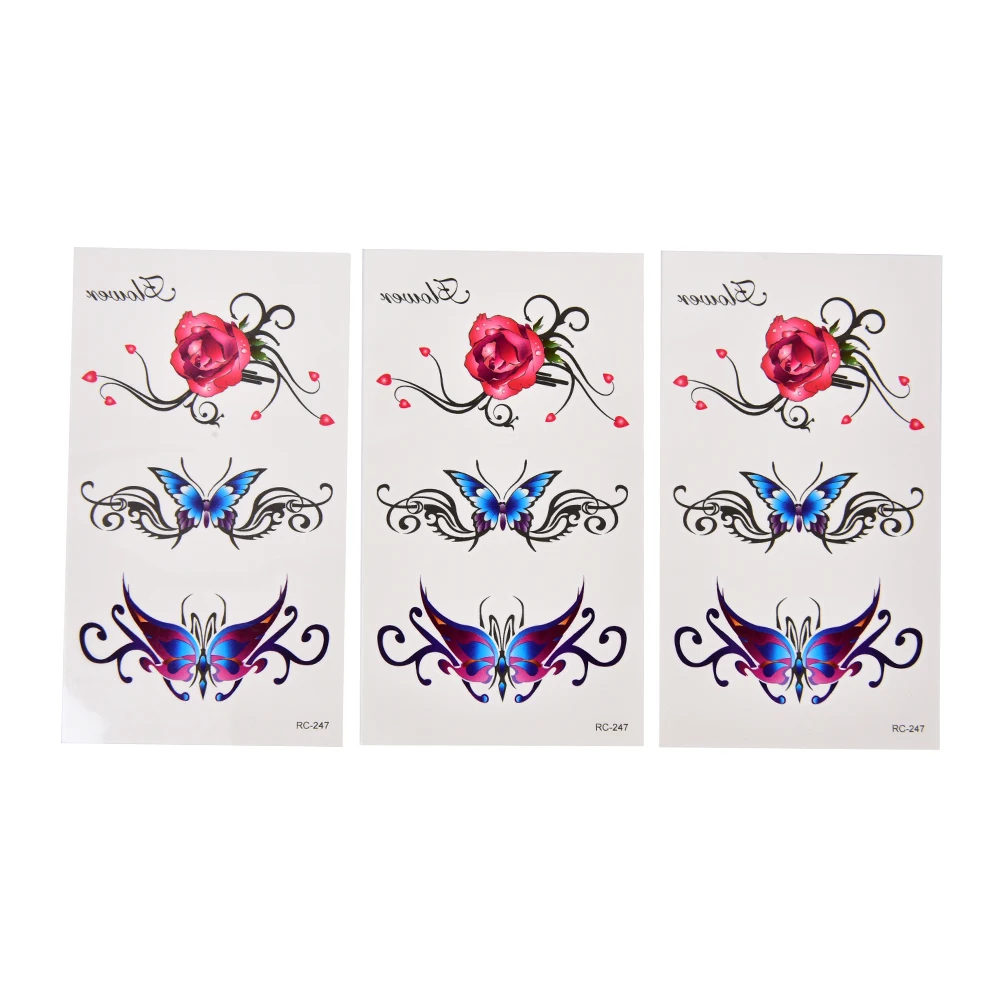 Наклейки цветок розы водонепроницаемый поддельные хна для татуировки инструменты Сексуальная Бабочка 3D Гирлянда временная татуировка боди-арт флэш-тату