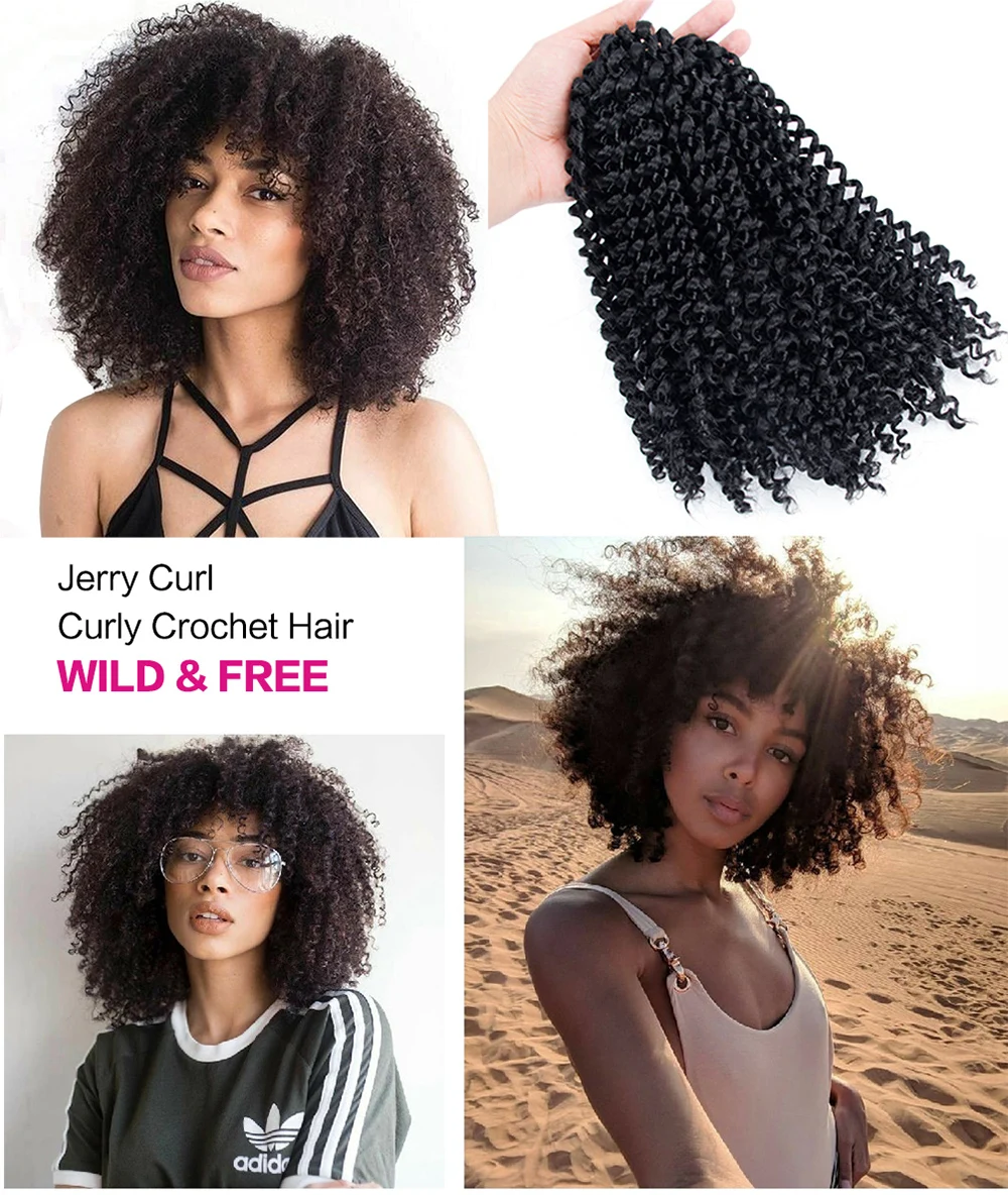 YxCheris Synthetic Crochet Hair jerry curl bundles weave Braiding hair with Ombre Crochet Braids Hair Extension bulk hair