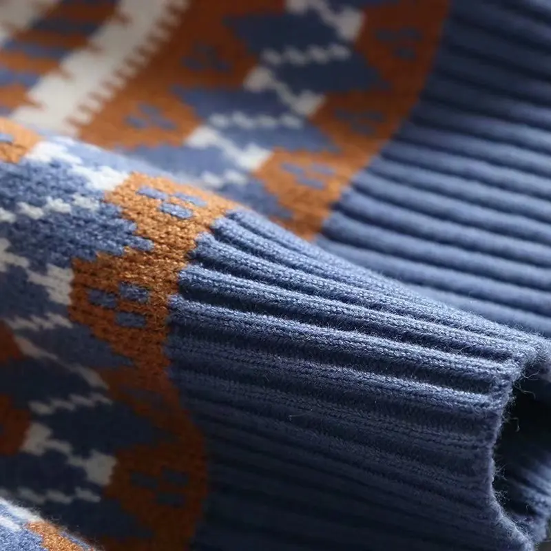 AQOIA Harajuku Argyle длинный рукав женский пуловер Boho водолазка толстый теплый женский свитер модная зимняя женская одежда