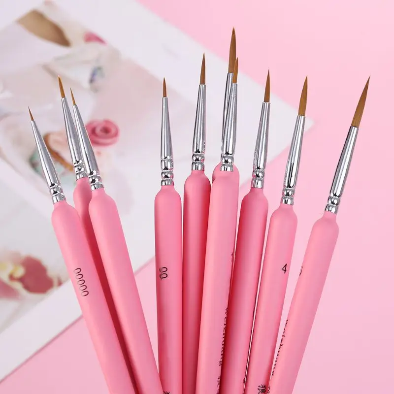 10Pcs/set Wolf Hair Hook Line Pen Fine Paint Brush Pen Set Artist Watercolor Acrylic Painting Brush Art Drawing Supplies 2