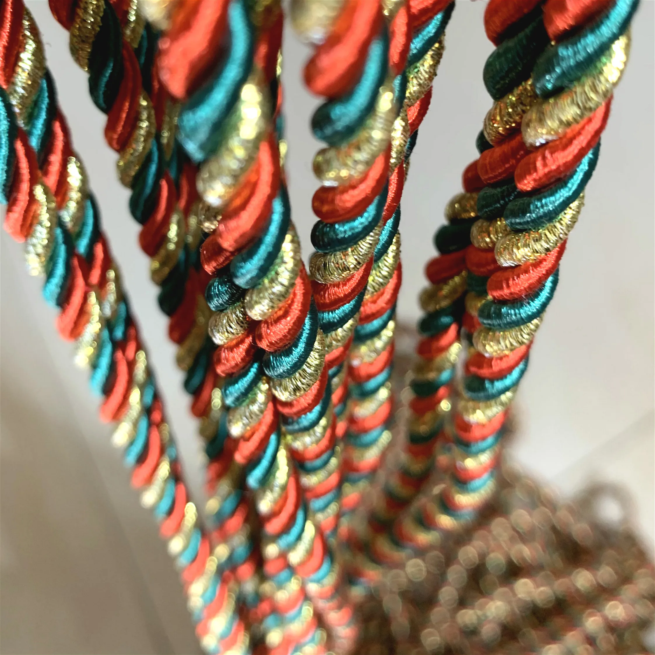 ZERZEEMOOY Christmas Cord DIY Handmade 3mm 5mm Solid Color 3 braided Thread Decorative Twisted Satin Polyester Twine String 5Y