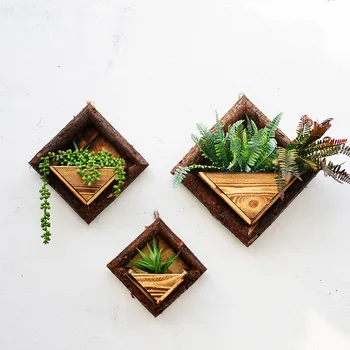 

24/36cm Wooden Flower Storage Basket Wall Hanging Flower Pots Succulent Plants Bonsai Basket for Cafe Shop Garden Decoration