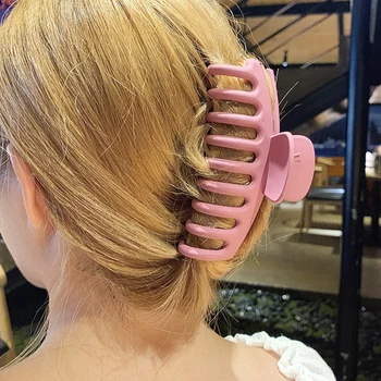 

Women Korean Solid Elegant Big Hair Claws Clips Fashion Frosted Acrylic Shower Crab Clamps Shark Clip