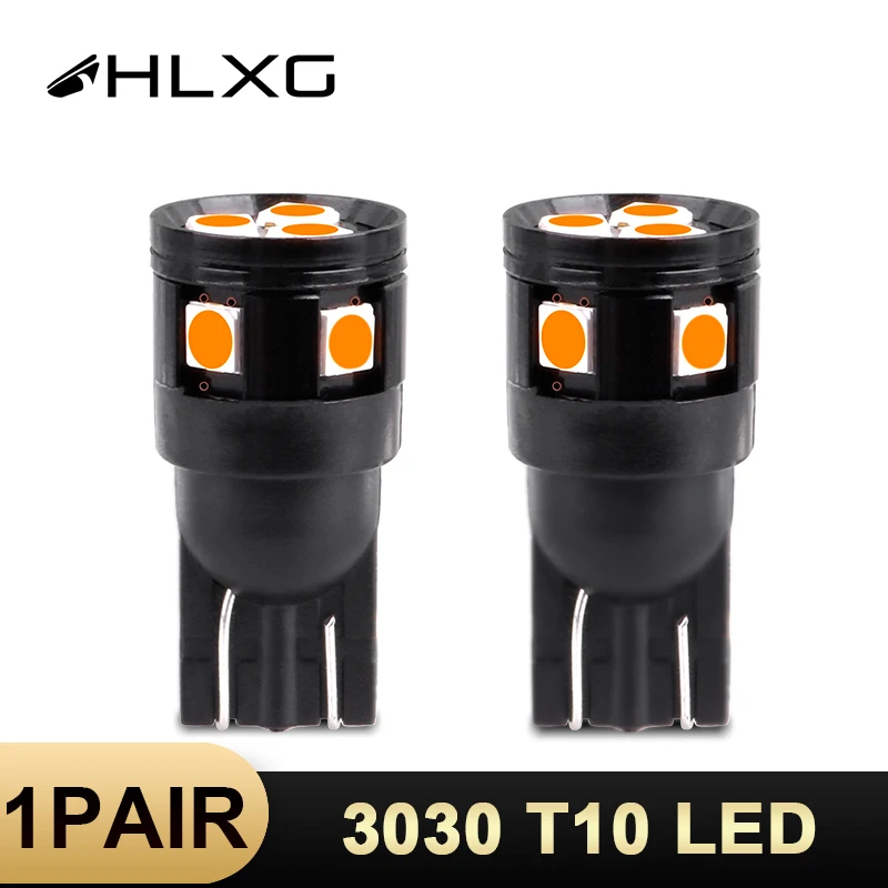 HLXG T10 светодиодный W5W 8SMD 3030 светодиодные сигнальные лампы белого и желтого цвета