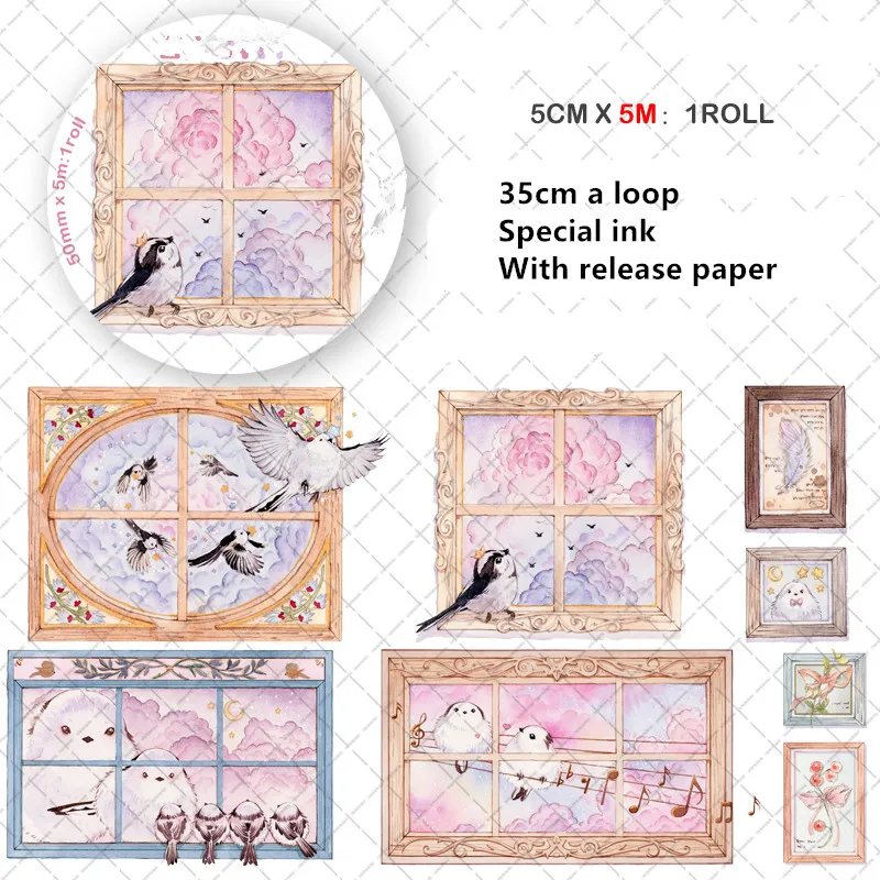 

Cute animal Colorful Cloud Bird Decoration Washi Tape Stationery Sticker DIY planner scrapbooking masking tape