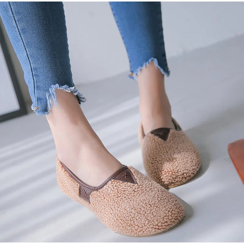 Women Winter Shoes Woman Plush Warm Loafers Female Slip On Flat Women's Soft Comfortable Ladies Casual Shallow Lazy Footwear