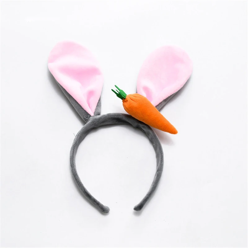 Judy Nick Bunny Ears Carrot Headband Cute Hair Band Women Girls Styling Head Accessories Stage Performance Funny Party Hats