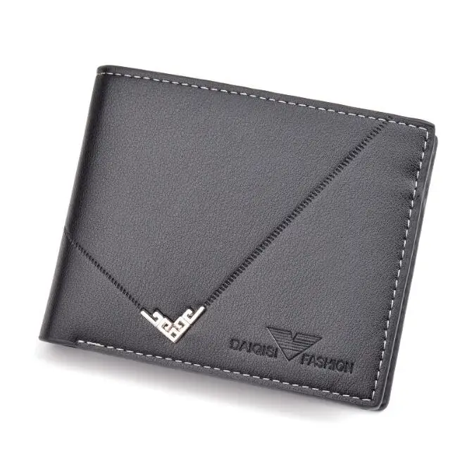 

Free Shipping Fashion Short Open Business Purse Solid Soft PU Wallets For Men