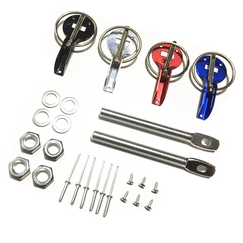 

SPSLD Universal Cars Aluminum Alloy Mount Hood Pin Bonnet Lock Kit Automobile Refitting Kit Car Styling Accessaries