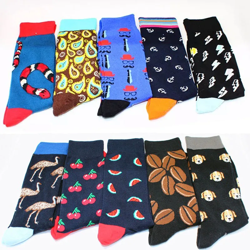 Креативные высококачественные носки в стиле Харадзюку с фруктами, носки с коалой и фламинго, мужские носки в стиле хип-хоп, крутые забавные носки для скейтеров для мужчин