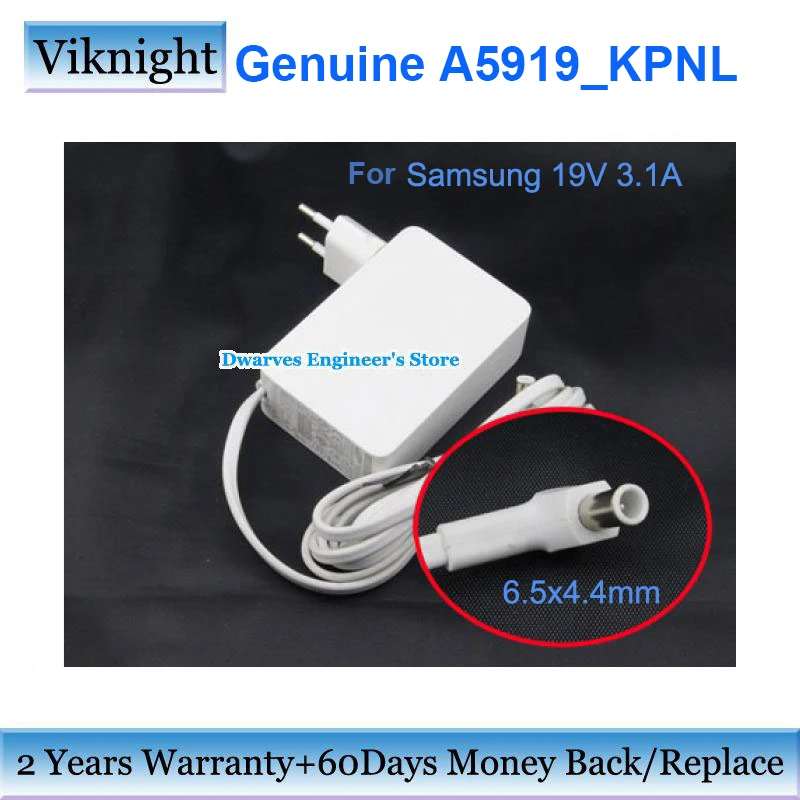 Adaptador de CA genuino A5919_KPNL BN44-00887E para Samsung 19v 3.1A 59W fuente de alimentación blanca S34J550WQU C32F391FWN adaptadores para ordenador portátil