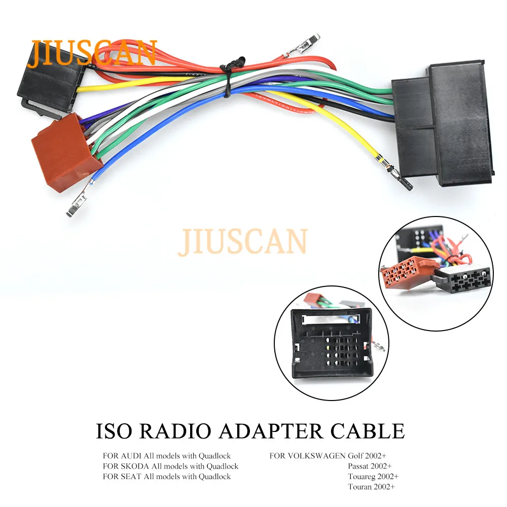 JIUSCAN12-025 ISO радио адаптер кабель для VOLKSWAGEN& Golf Passat для Touareg& Touran 2002+/AUDI все модели с Quadlock
