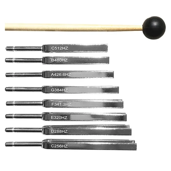 

8pcs 256-512HZ Professional Portable Frequency Therapy Tuning Fork Set Hearing Testing Sound Wooden Box Steel Physics Vibration