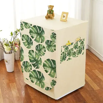 

Leaf Print PEVA Sunscreen Washing Machine Dust Cover Waterproof Protector