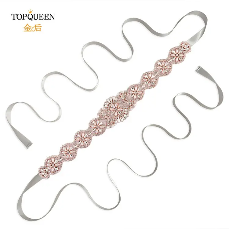 gray TOPQUEEN, S161-RG, стразы, розовое золото, пояс, кристалл, свадебный пояс, жемчуг, свадебный пояс для невесты, аксессуары для свадьбы, пояс для свадебной вечеринки - Цвет: gray