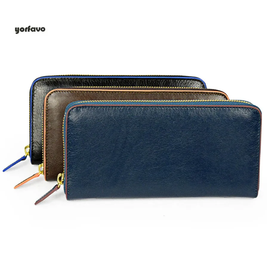 

New Fast delivery high quality Full Grain Genuine leather luxury custom long wallet for men purse long wallet leather wallet men