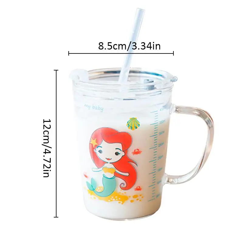 Креативная кружка с ремнем для детей со шкалой молока чашка для завтрака прозрачное Термостойкое стекло с крышкой уплотнительная ручка с кружка с соломкой