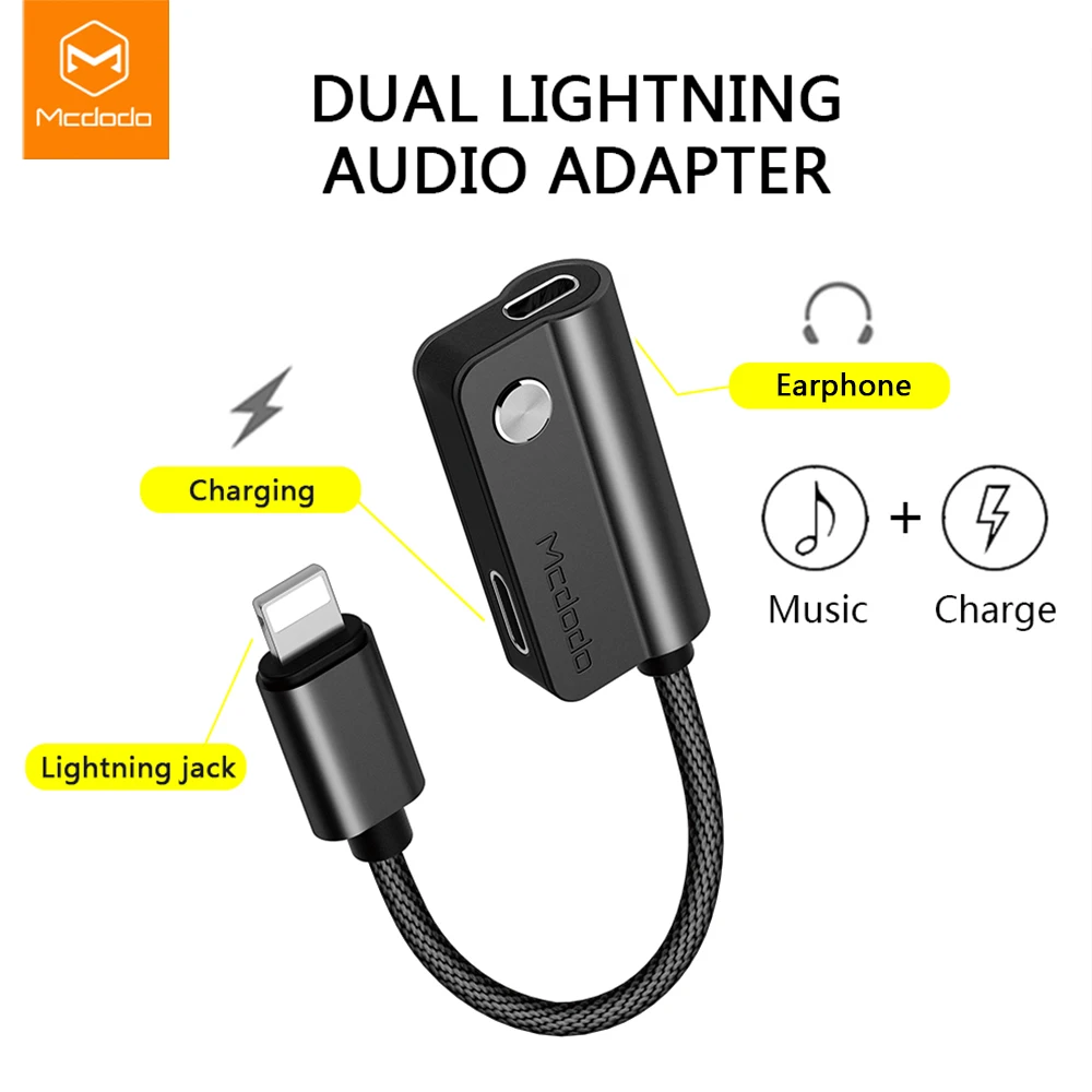 MCDODO кабель адаптер для Lightning для iPhone X 8 7 Plus кабель для наушников аудио кабель для зарядки звонков данных музыки