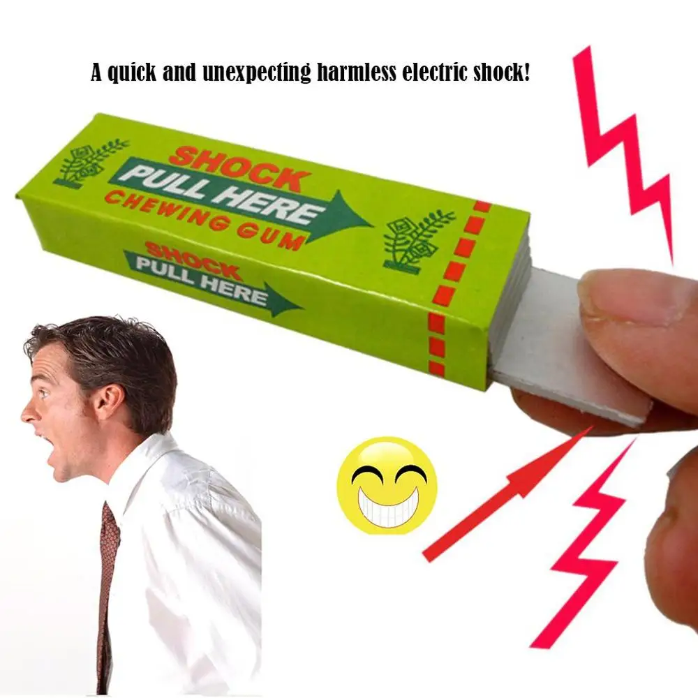 Fashionable Unique Fantastic Safety Trick Joke Funny Toys Electric Shock Chewing Gum Pull Out Head for Gifts