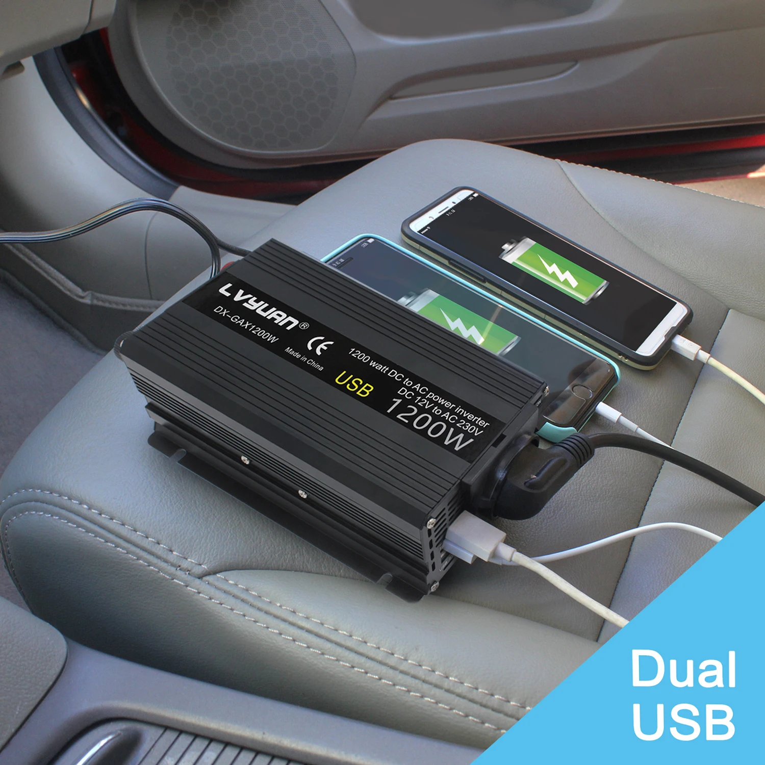 Inverter 12V 220V 1200W/1500W/2000W Converter 2 USB EU Universal Webasto 12 Volts
