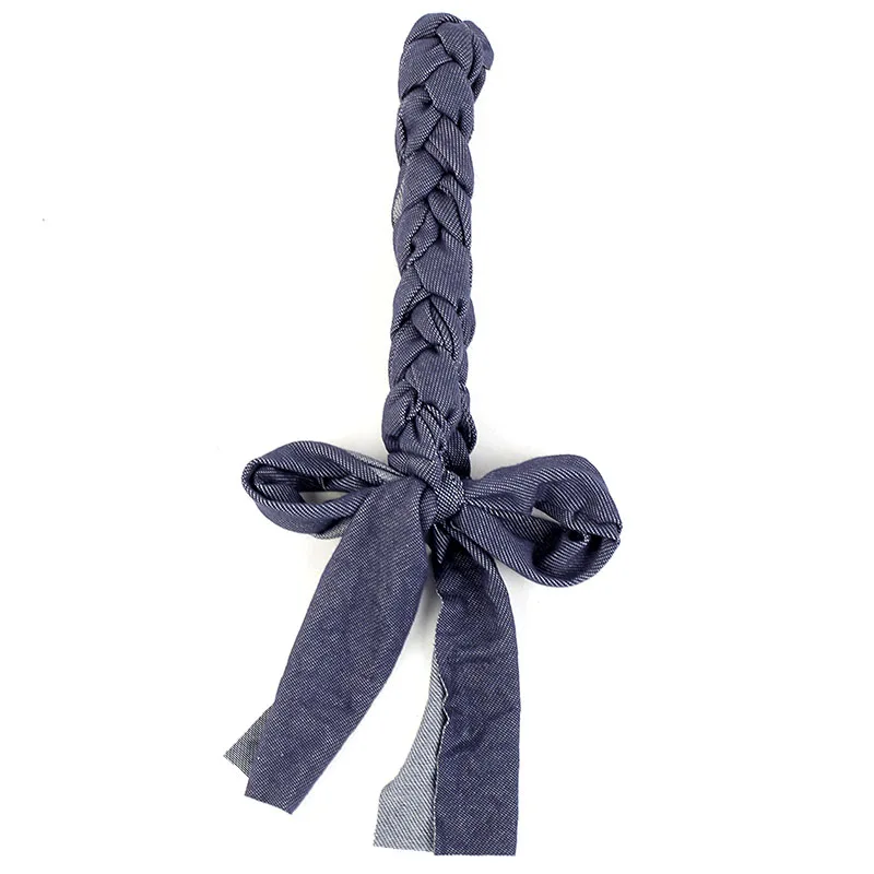 denim Geebro Women Ribbed Braid Headband Tie dyeing Hair Accessories New Ladies Denim Boho Hair Ties Hairband Turban Christmas - Цвет: denim