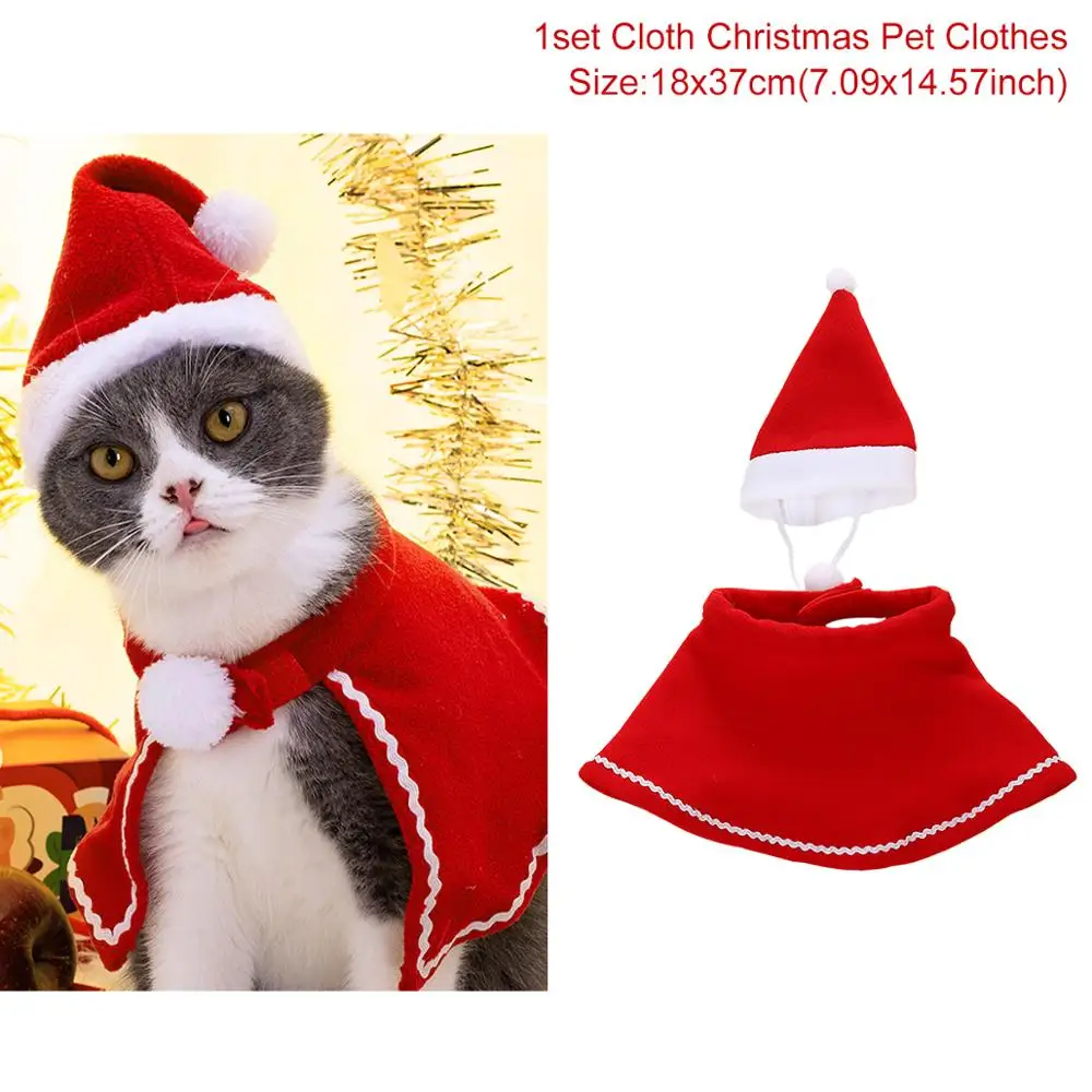 cloak hat set Рождественский плащ мантия для питомца, собаки, кошки, набор, рождественские украшения для дома, Рождественская одежда для щенка, вечерние украшения для питомца на год - Цвет: cloak hat set