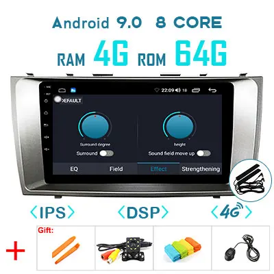 1280P Android 9,0 Carplay 4G 64G gps радио для Toyota Camry 7 XV 40 50 рекордер 2007-2011 мультимедийный экран без DVD головное устройство - Цвет: 9.0 4G 64G DSP