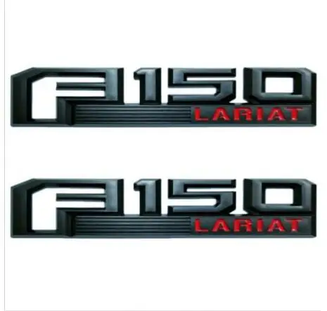 2x ABS черный красный F150 Лариат эмблема значок наклейка на крыло для Ford F-150 - Цвет: 2pcs black