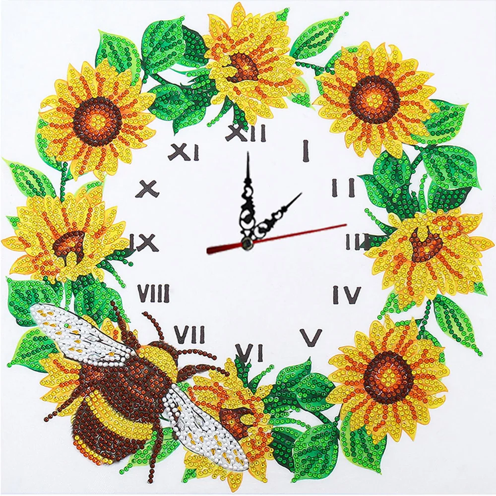DIY Special Shaped Diamond Painting Flower Wall Clock Crafts Home Art Decor