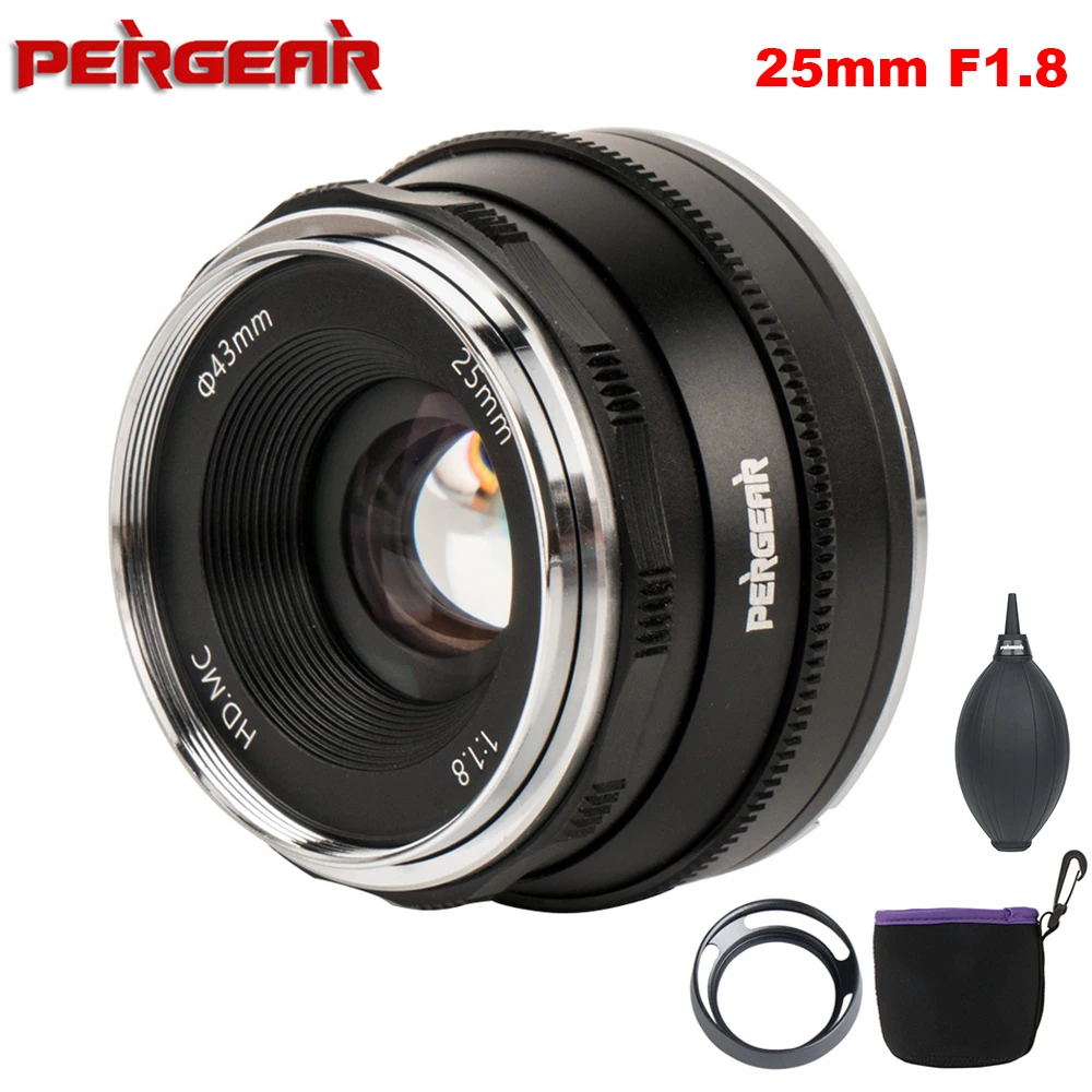 Объектив Pergear 25 мм F1.8 Prime для всех серий E Mount/для M4/3 камер Fuji A6500 A7 A7II A7RII X A2 G3