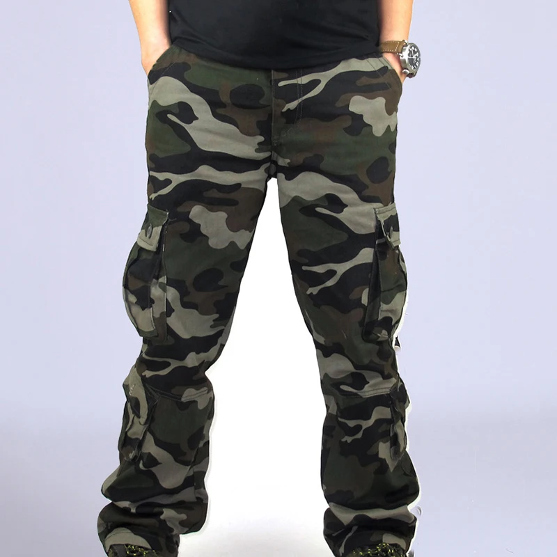Men Pants Trousers Camouflage Combat Cargo Forces Work Army Military Pockets Water Repellent Ripstop Men's Spring Autumn