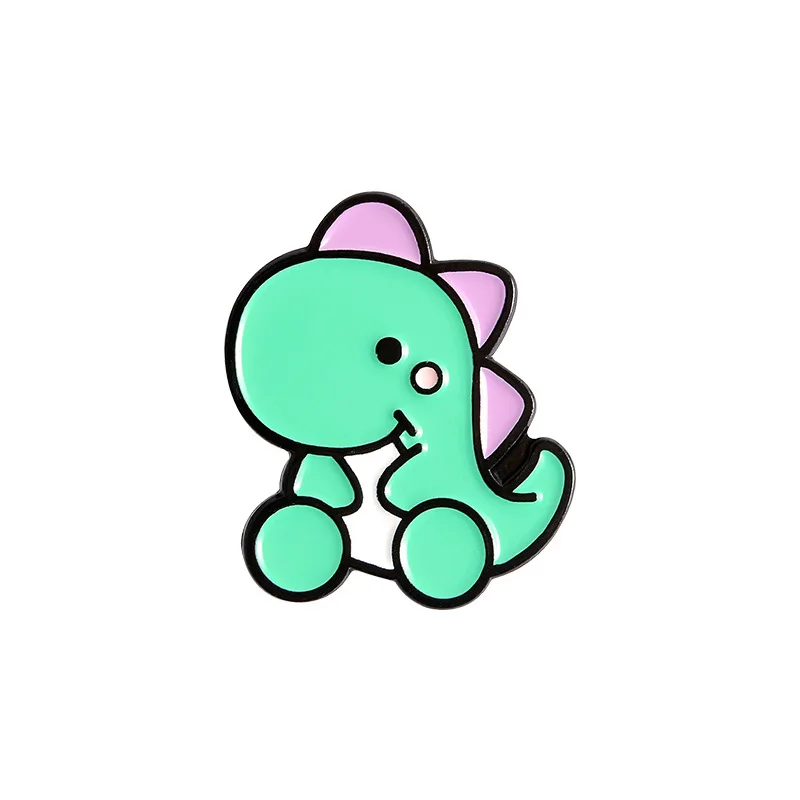 Эмалированные булавки Kawaii динозавры зеленый фиолетовый розовый динозавр