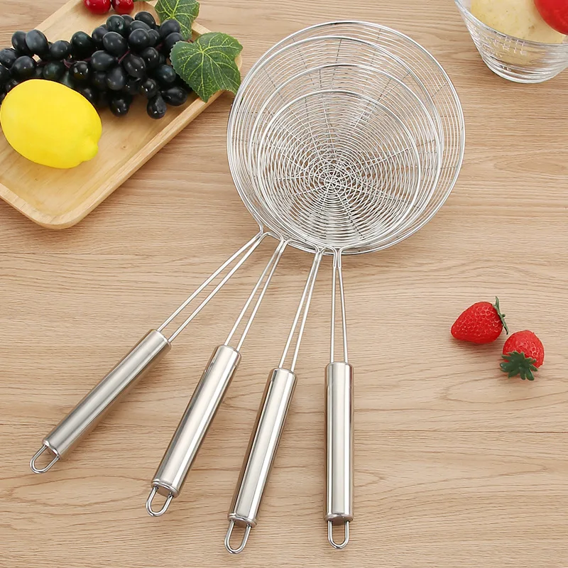

201 Stainless Steel Kitchen Colander Line Drain Large Strainer Drain Grid French Fries Fish Frying Utensil Kitchen Supplies 1PC