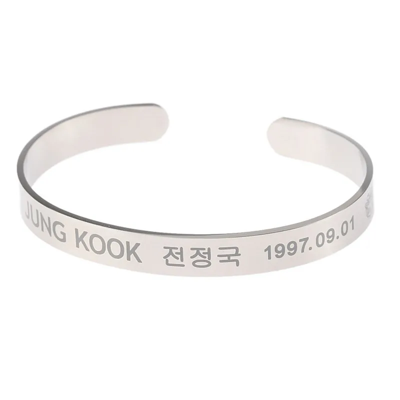 Kpop Bangtan мальчики металлическое имя JUNG KOOK JIMIN J-HOPE SUGA браслет Цзинь браслет для женщин мужские ювелирные аксессуары Ким Тхэ хюнг - Окраска металла: JK