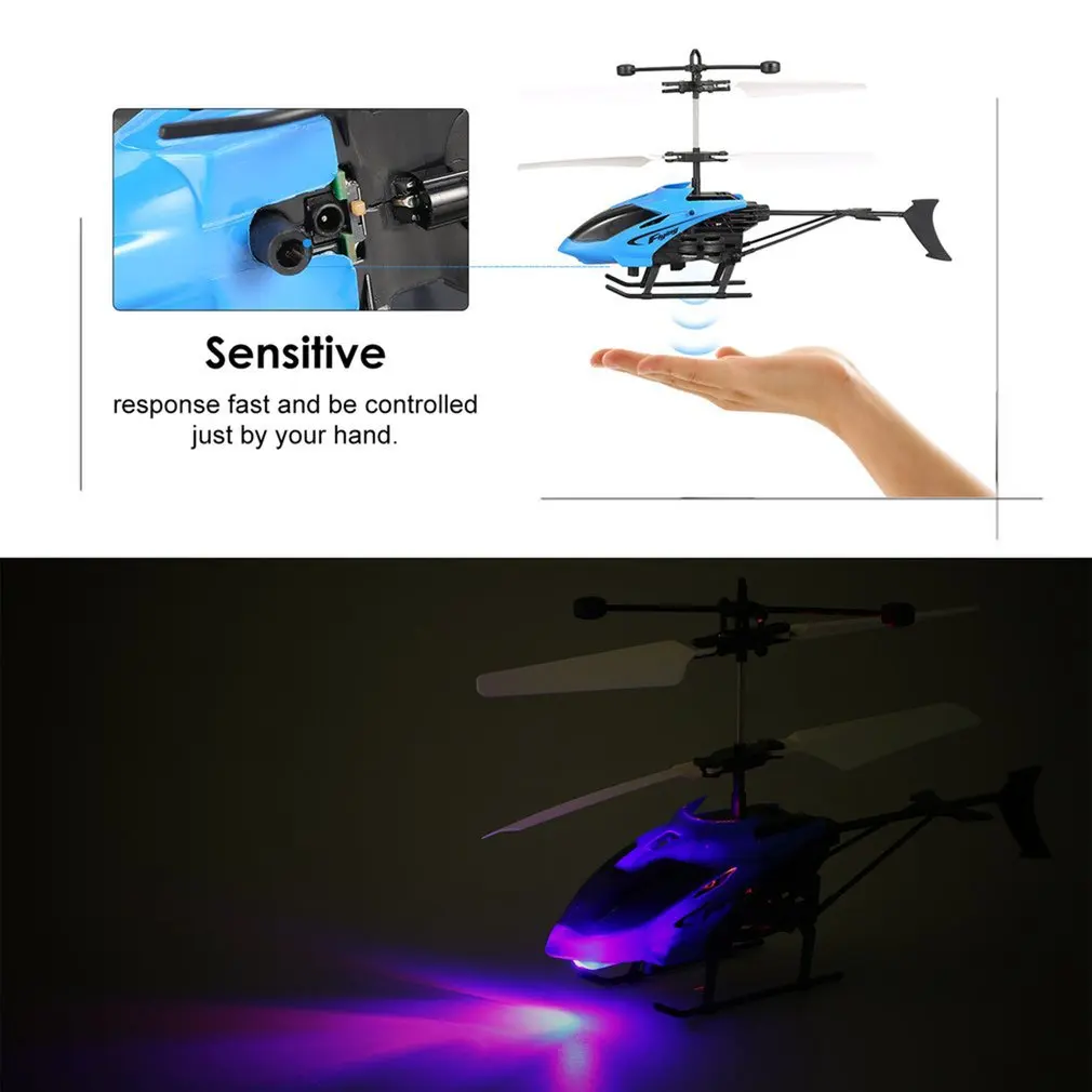 D715 Flying Mini Infrared Induction RC Helicopter Drone Remote Control Aircraft with LED Flashing light for Kids Toys Gift