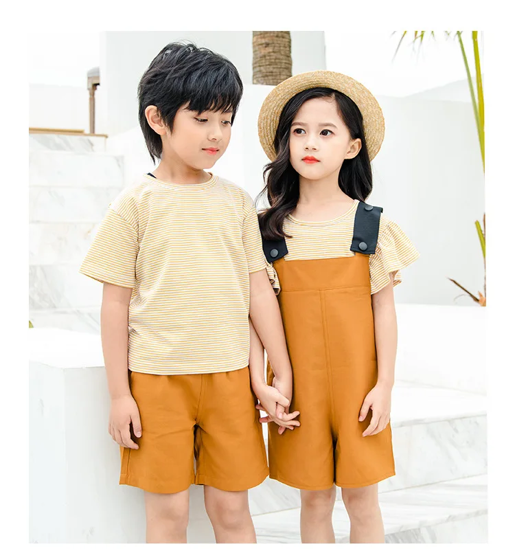 Daddy and Me Mother Son Outfits Family Matching Clothes Mum Mom and Daughter Dresses Striped Family Look T Shirts Boys Pant