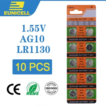 

10pcs Alkaline Cell Coin Battery 1.55V AG10 LR54 Button Batteries 189 SR54 389 189 LR1130 389 SR1130 L1131 G10A AG 10 For Watch