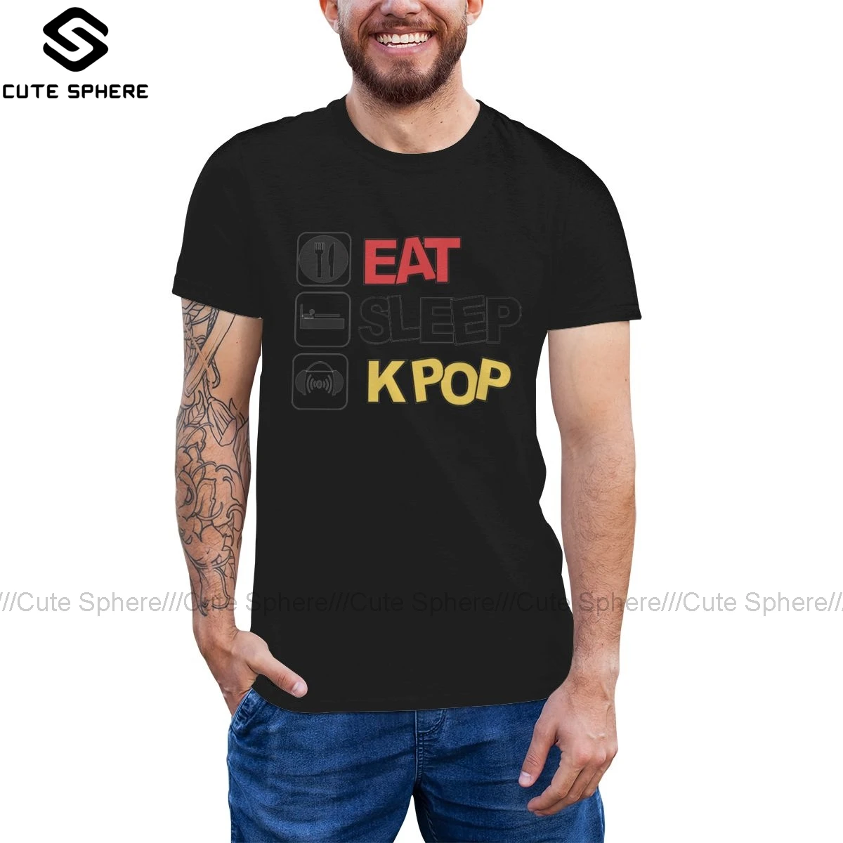 

K Pop T Shirt EatSleep Kpop T-Shirt Printed 5x Tee Shirt Short-Sleeve Awesome Casual Men Tshirt