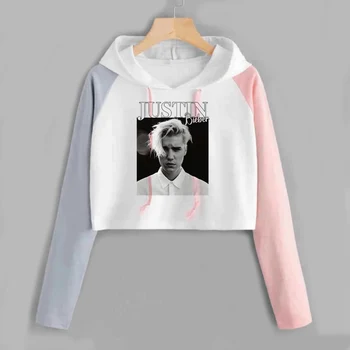 

Crop Hoodies Sweatshirts Justin Bieber Printed Sweatshirt Women Hip Hop Long Sleeve Cropped Hoodie Streetwear Sudadera Mujer