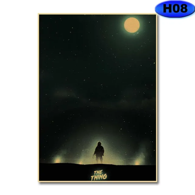 Retro Kraft Paper Movie Posters Classic Horror Movie The Thing Poster Home Decor Living Room Bar Cafe Art Painting Wall Sticker H08