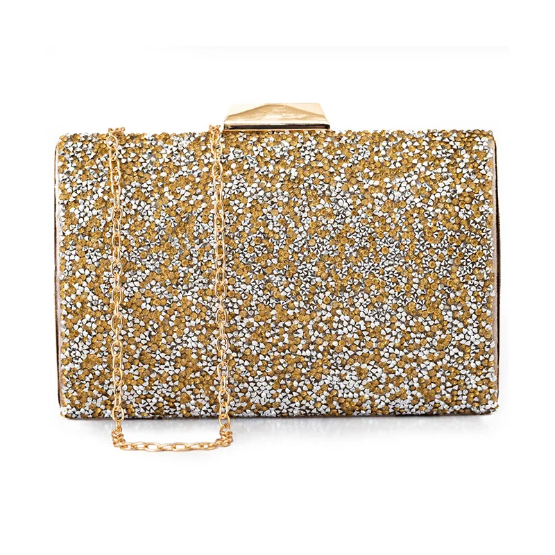 Pochette Luxy Moon à sequins dorés Vue de face