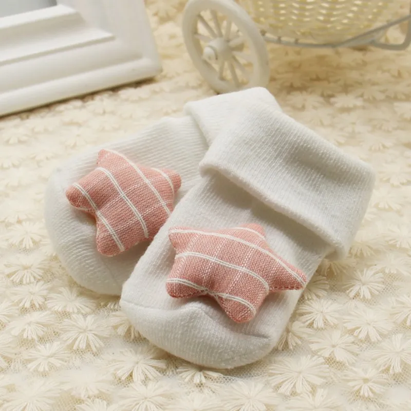 1 пара, мягкие носки для новорожденных девочек и мальчиков, детские носки принцессы с отложным воротником, с изображением сердца и звезд, От 0 до 1 года