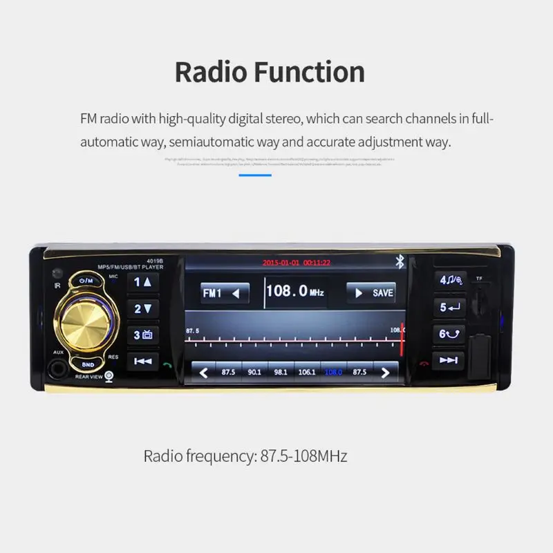 4,1 дюймов 4019B Автомагнитола MP5 плеер 1 Din HD 800*480 Bluetooth FM/AUX/USB/TF автомобильный стерео плеер Поддержка камеры заднего вида