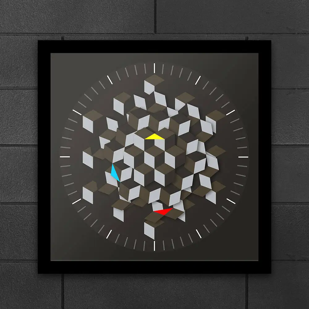 Современный графический дизайн, шестигранные настольные настенные часы, минималистичный декор, вращающаяся пластина, умные часы, руки, архитектурные, новинка-часы