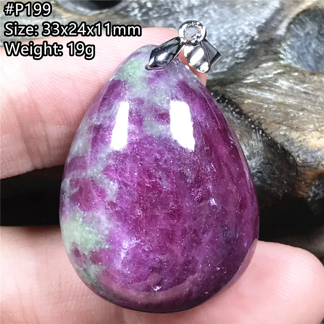 

Natural Ruby Zoisite Tumbled Pendant Jewelry For Women Men Healing Gift Green Red Crystal Silver 33x24x11mm Beads Stone AAAAA