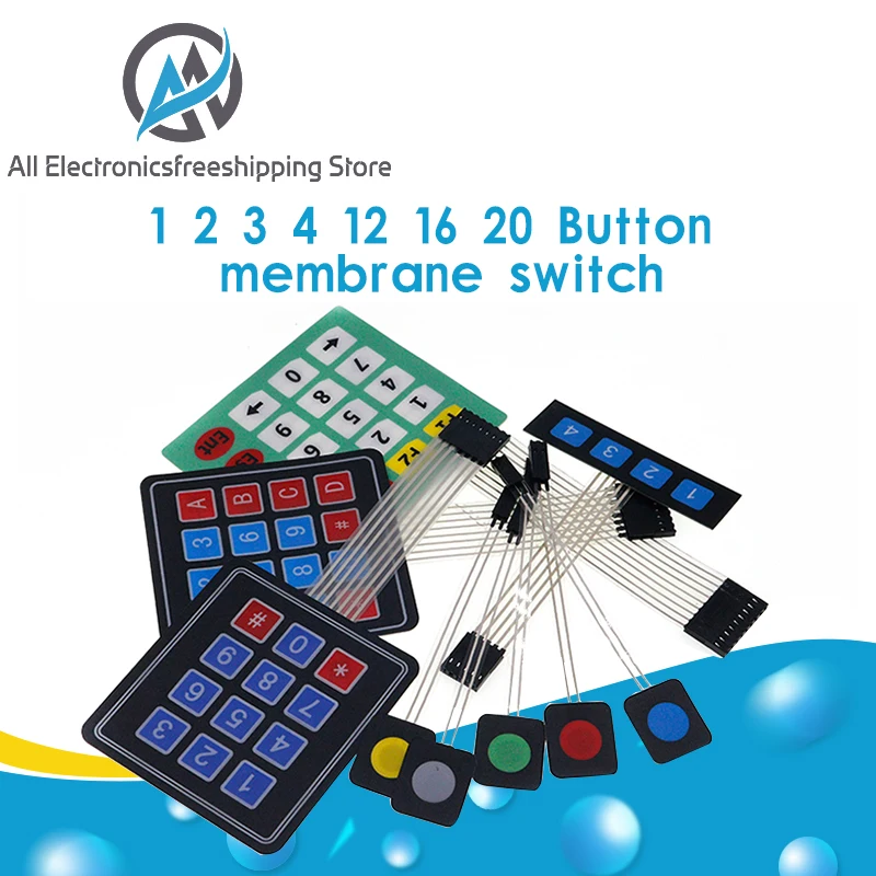 

1 2 3 4 12 16 20 Key Button Membrane Switch 1x4 3x4 4x4 4x5 Keys Matrix Array Keyboard Keypad Control Panel DIY Kit For Arduino