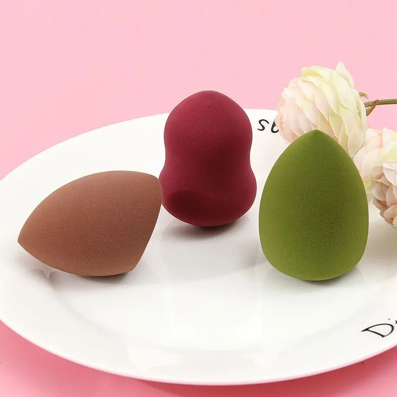 3pcs Milk Tea Color Series Beauty Powder Puff Soft Hydrophilic Non-latex Foam Makeup Sponge